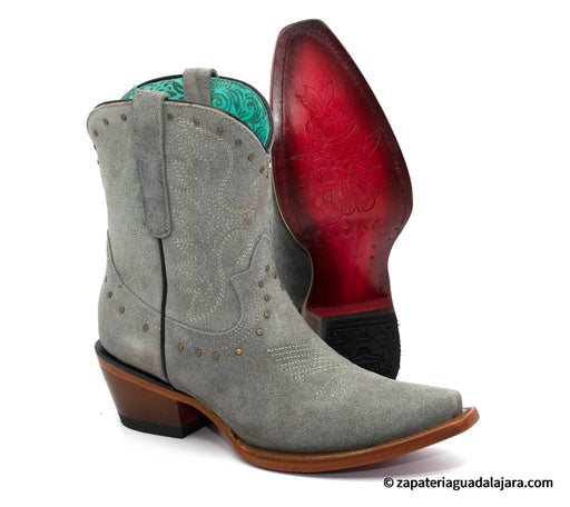 Q34B6314 WOMEN SNIP-TOE SUEDE LEATHER BLUE JEANS BOOT | Genuine Leather Vaquero Boots and Cowboy Hats | Zapateria Guadalajara | Authentic Mexican Western Wear