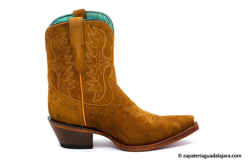 Q34B6331 WOMEN SNIP-TOE SUEDE LEATHER TAN BOOT | Genuine Leather Vaquero Boots and Cowboy Hats | Zapateria Guadalajara | Authentic Mexican Western Wear