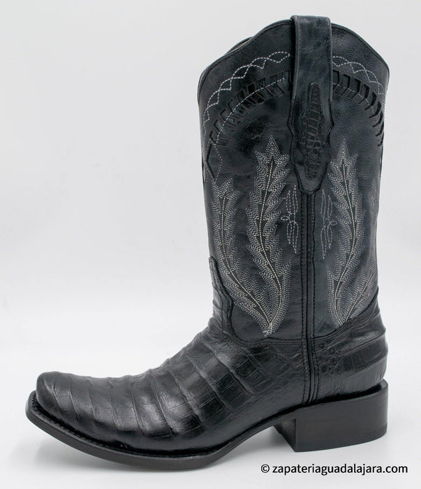 Q798205 Dubai Caiman Belly Print Set Boot and Belt Black | Genuine Leather Vaquero Boots and Cowboy Hats | Zapateria Guadalajara | Authentic Mexican Western Wear