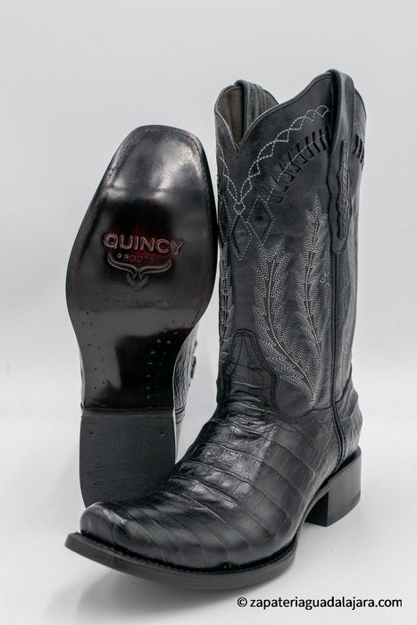 Q798205 Dubai Caiman Belly Print Set Boot and Belt Black | Genuine Leather Vaquero Boots and Cowboy Hats | Zapateria Guadalajara | Authentic Mexican Western Wear