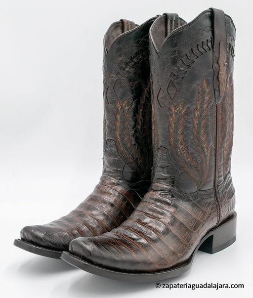 Q798207 Dubai Caiman Belly Print Set Boot and Belt Faded Brown | Genuine Leather Vaquero Boots and Cowboy Hats | Zapateria Guadalajara | Authentic Mexican Western Wear