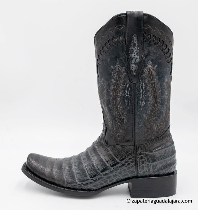 Q798209 Dubai Caiman Belly Print Set Boot and Belt Faded Gray | Genuine Leather Vaquero Boots and Cowboy Hats | Zapateria Guadalajara | Authentic Mexican Western Wear