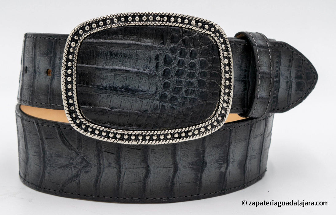 Q798209 Dubai Caiman Belly Print Set Boot and Belt Faded Gray | Genuine Leather Vaquero Boots and Cowboy Hats | Zapateria Guadalajara | Authentic Mexican Western Wear
