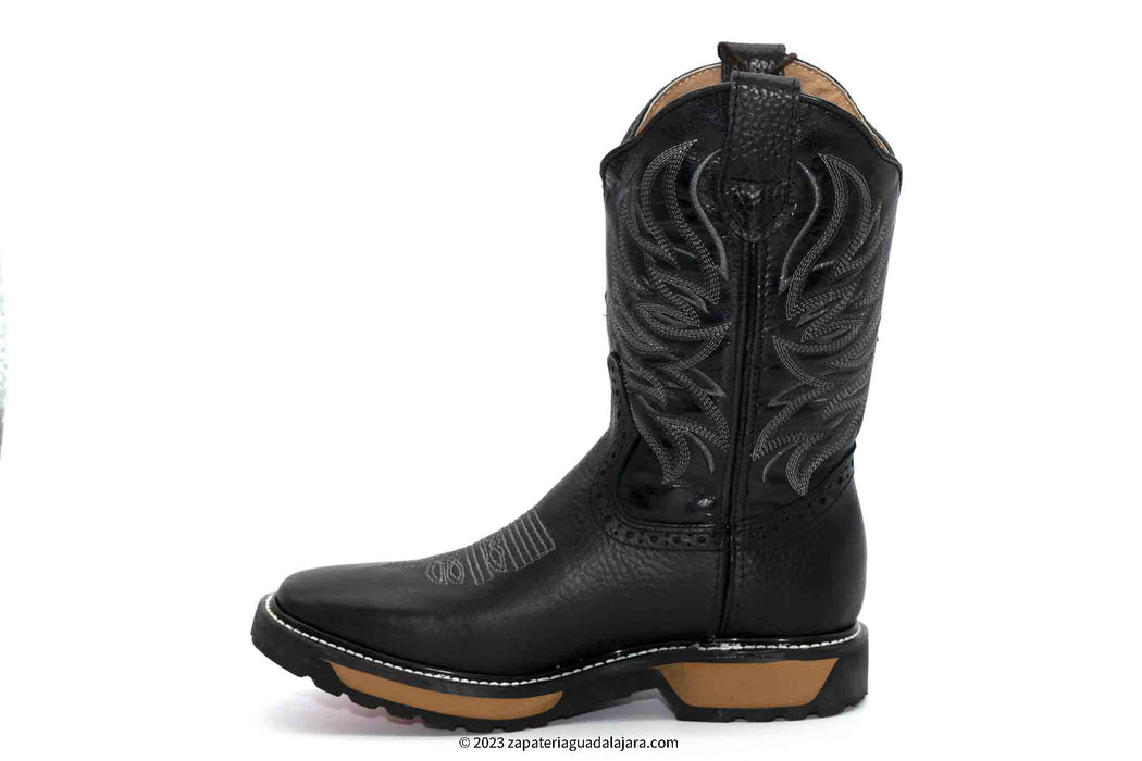 Q822W2705 RODEO BLACK DOUBLE DENSITY SOLE | Genuine Leather Vaquero Boots and Cowboy Hats | Zapateria Guadalajara | Authentic Mexican Western Wear
