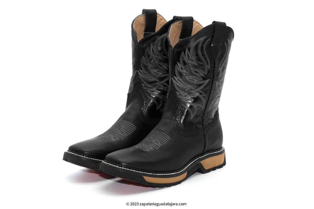 Q822W2705 RODEO BLACK DOUBLE DENSITY SOLE | Genuine Leather Vaquero Boots and Cowboy Hats | Zapateria Guadalajara | Authentic Mexican Western Wear