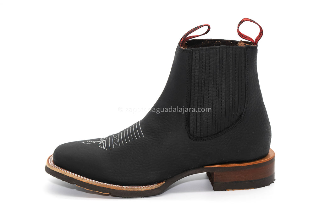 Q82BU2705 WIDE SQUARE FLOTER BLACK RUBBER SOLE | Genuine Leather Vaquero Boots and Cowboy Hats | Zapateria Guadalajara | Authentic Mexican Western Wear