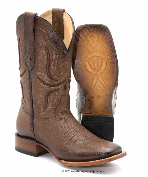 RC095 WIDE SQUARE TOE TABACCO | Genuine Leather Vaquero Boots and Cowboy Hats | Zapateria Guadalajara | Authentic Mexican Western Wear
