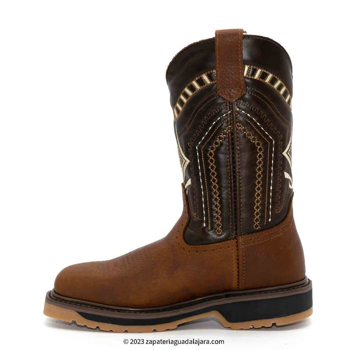 SB5002 SQUARE TOE DOUBLE DENSITY OCRE | Genuine Leather Vaquero Boots and Cowboy Hats | Zapateria Guadalajara | Authentic Mexican Western Wear