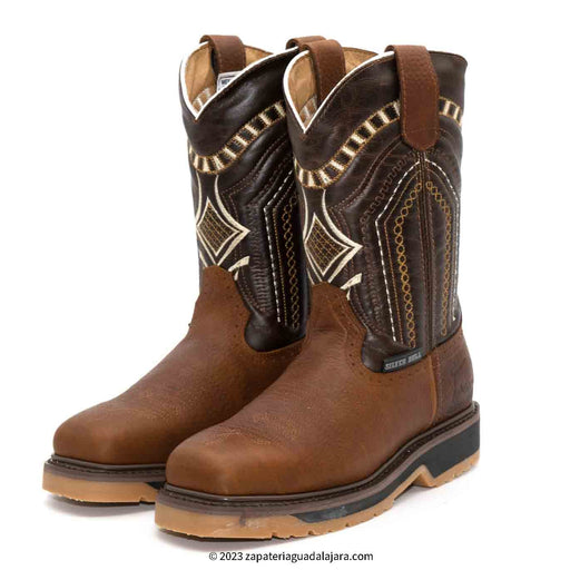 SB5002 SQUARE TOE DOUBLE DENSITY OCRE | Genuine Leather Vaquero Boots and Cowboy Hats | Zapateria Guadalajara | Authentic Mexican Western Wear