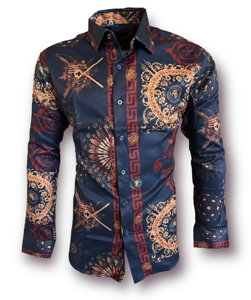 CT-208 Navy Fashion Printed shirts | Genuine Leather Vaquero Boots and Cowboy Hats | Zapateria Guadalajara | Authentic Mexican Western Wear