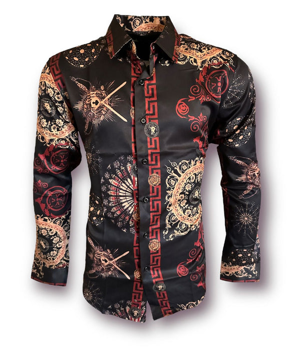 CT-208 Black Fashion Printed shirts | Genuine Leather Vaquero Boots and Cowboy Hats | Zapateria Guadalajara | Authentic Mexican Western Wear